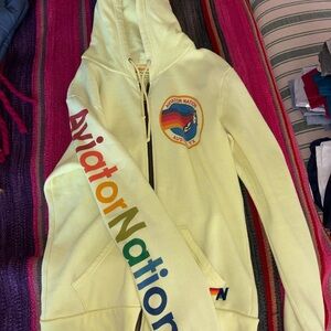 Aviator Nation Rainbow Sleeve Zip Hoodie